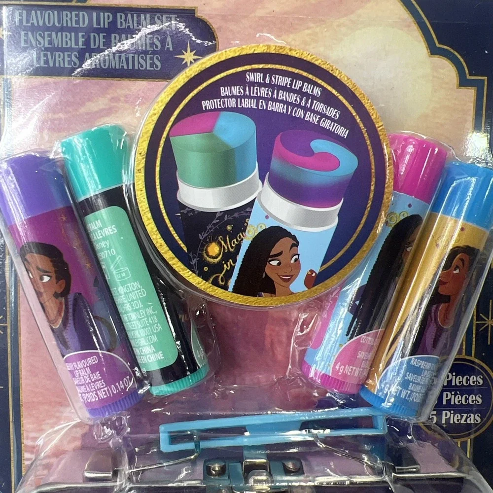 Disney Wish 4 Pack Lip Balm with Tin‎ on Card New SEALED.  Plant Based Balm.
